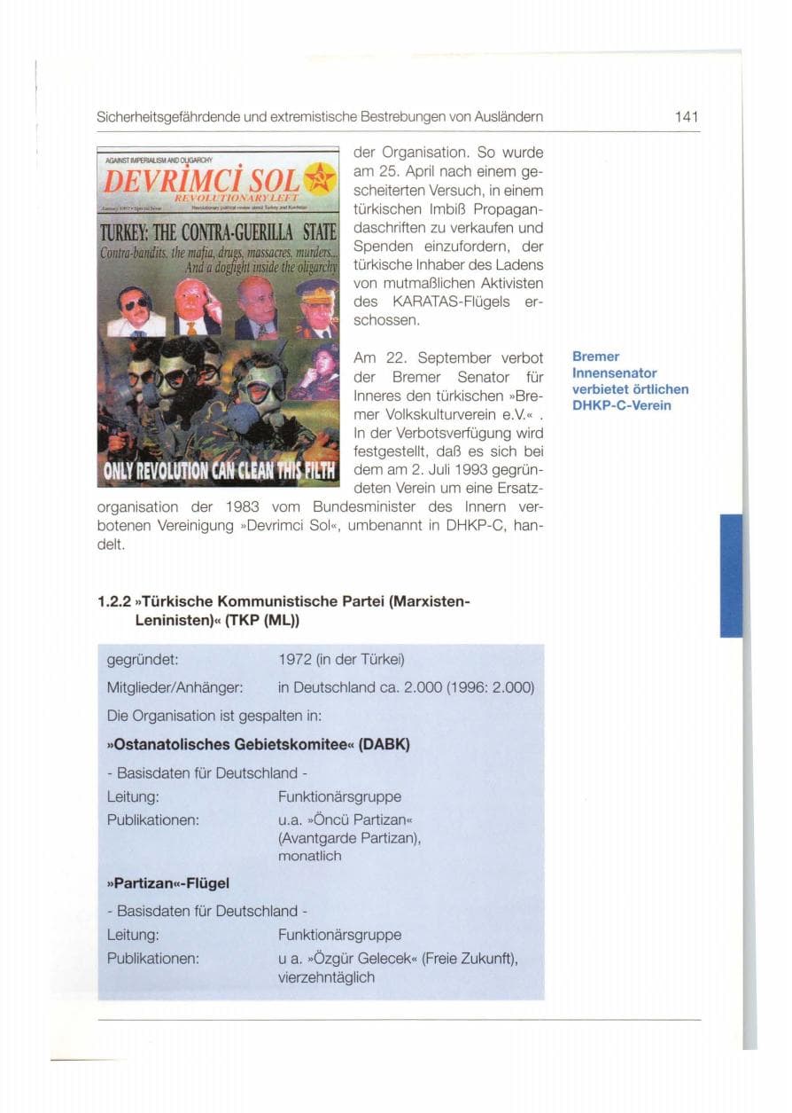 Seite 142 des Verfassungsschutzbericht 1997 Bund