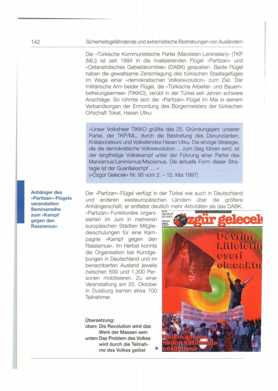 Seite 143 des Verfassungsschutzbericht 1997 Bund