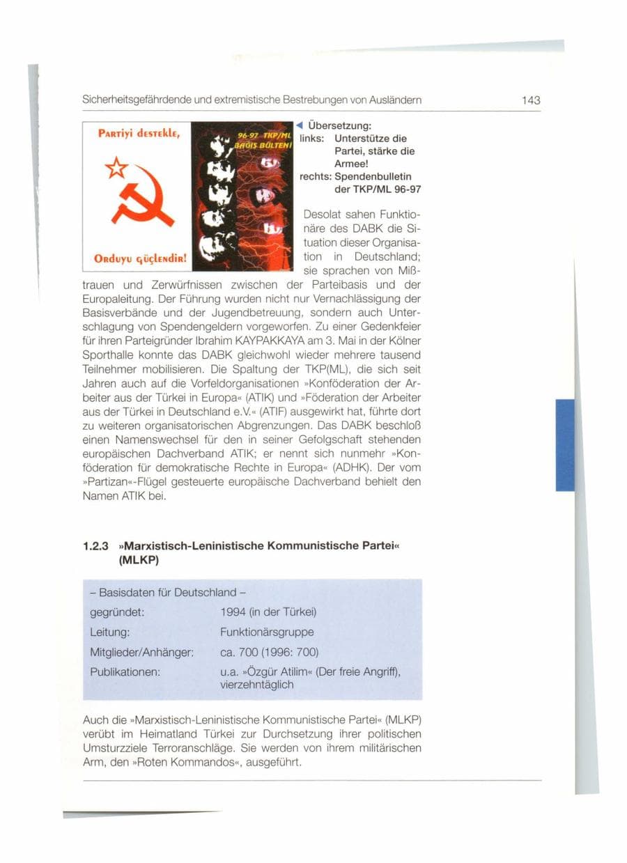 Seite 144 des Verfassungsschutzbericht 1997 Bund