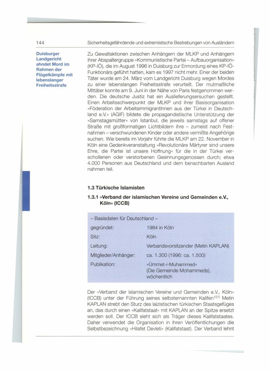 Seite 145 des Verfassungsschutzbericht 1997 Bund