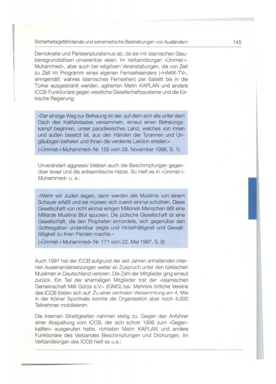 Seite 146 des Verfassungsschutzbericht 1997 Bund