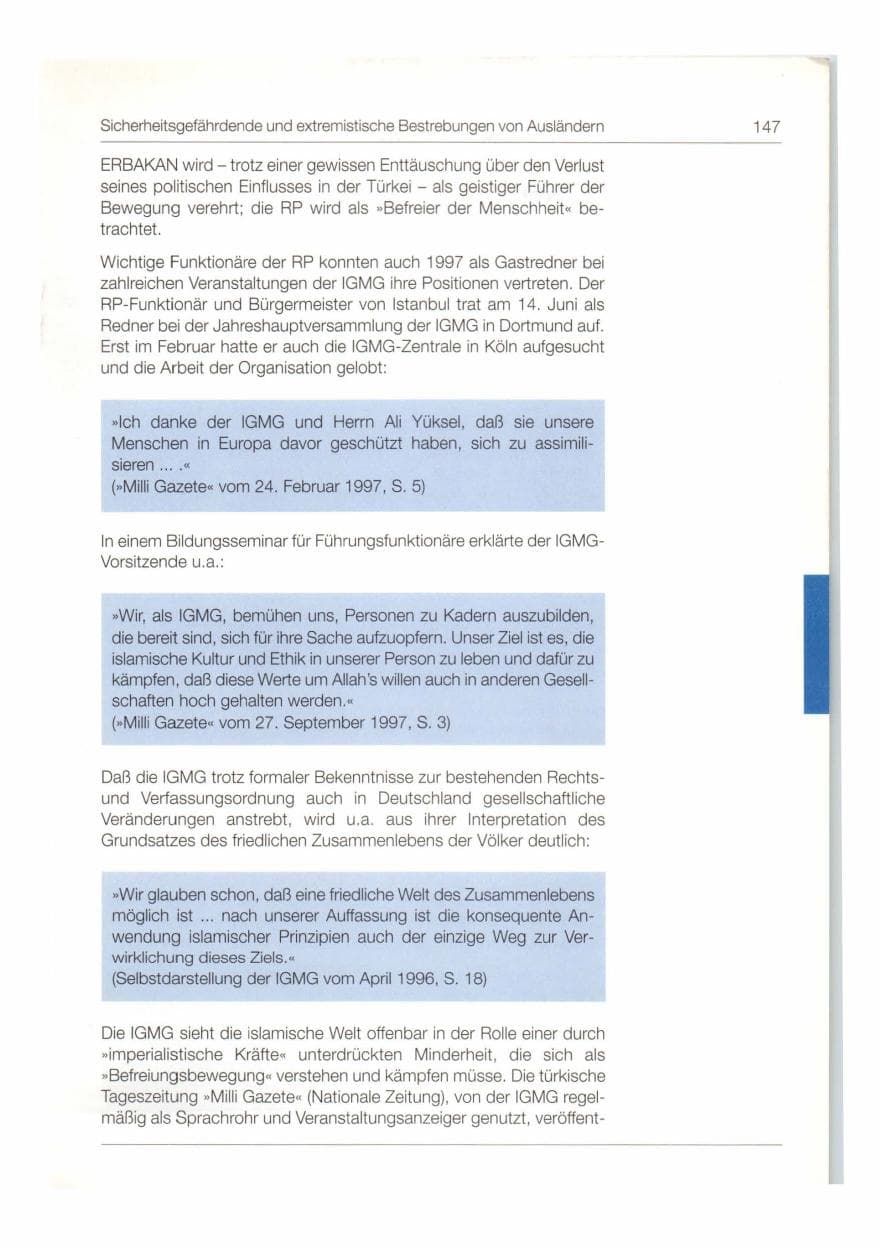 Seite 148 des Verfassungsschutzbericht 1997 Bund