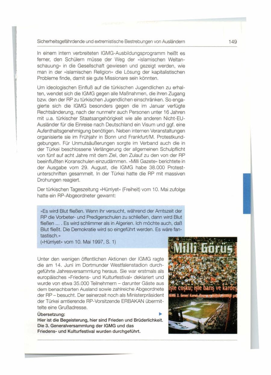Seite 150 des Verfassungsschutzbericht 1997 Bund