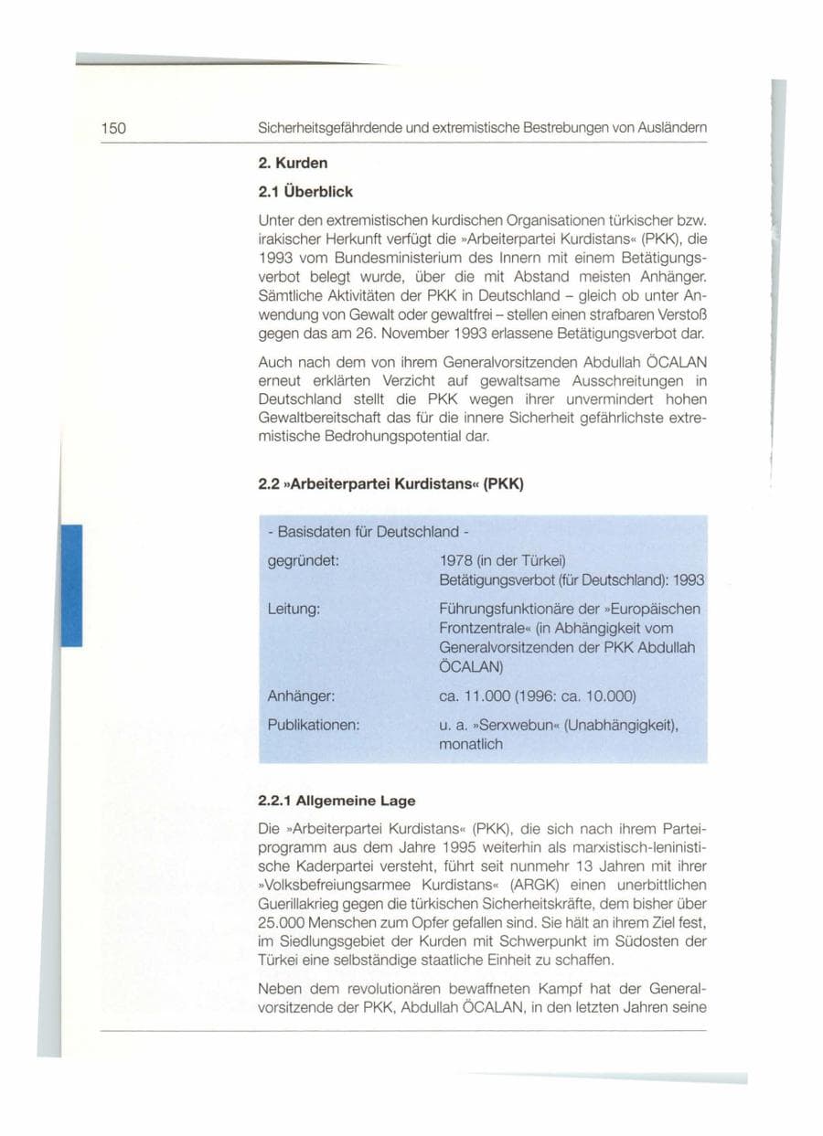 Seite 151 des Verfassungsschutzbericht 1997 Bund