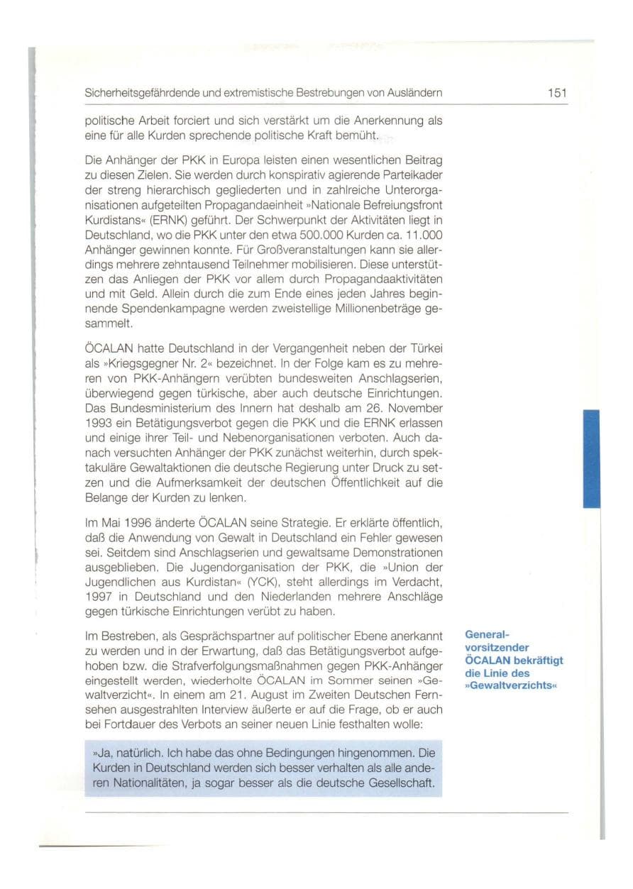 Seite 152 des Verfassungsschutzbericht 1997 Bund