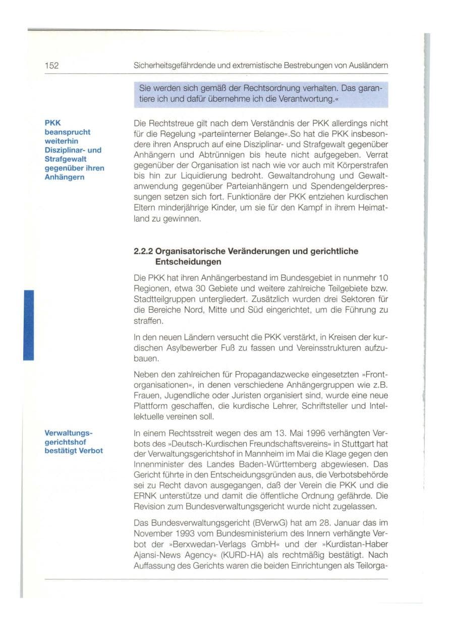 Seite 153 des Verfassungsschutzbericht 1997 Bund