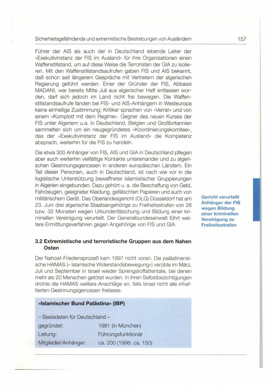 Seite 158 des Verfassungsschutzbericht 1997 Bund