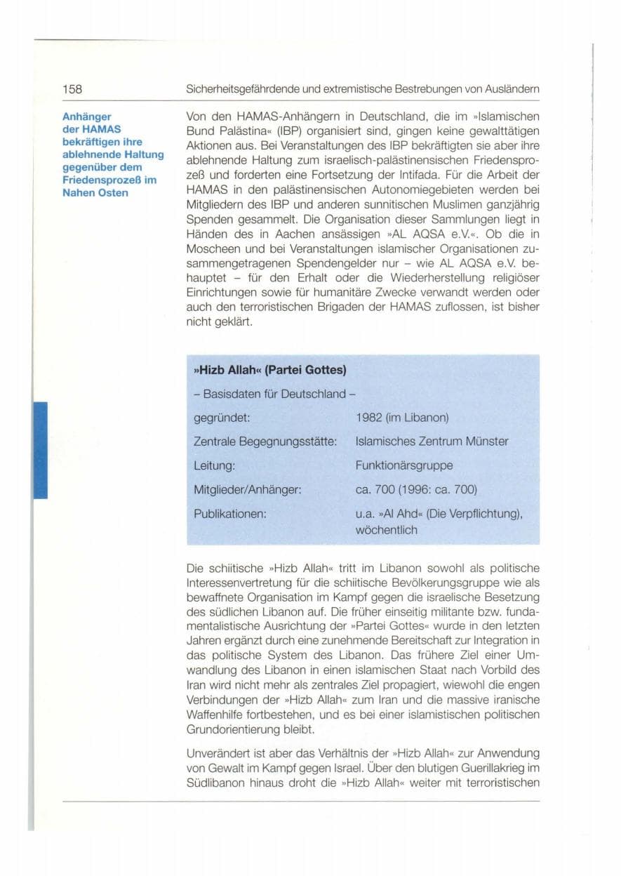 Seite 159 des Verfassungsschutzbericht 1997 Bund