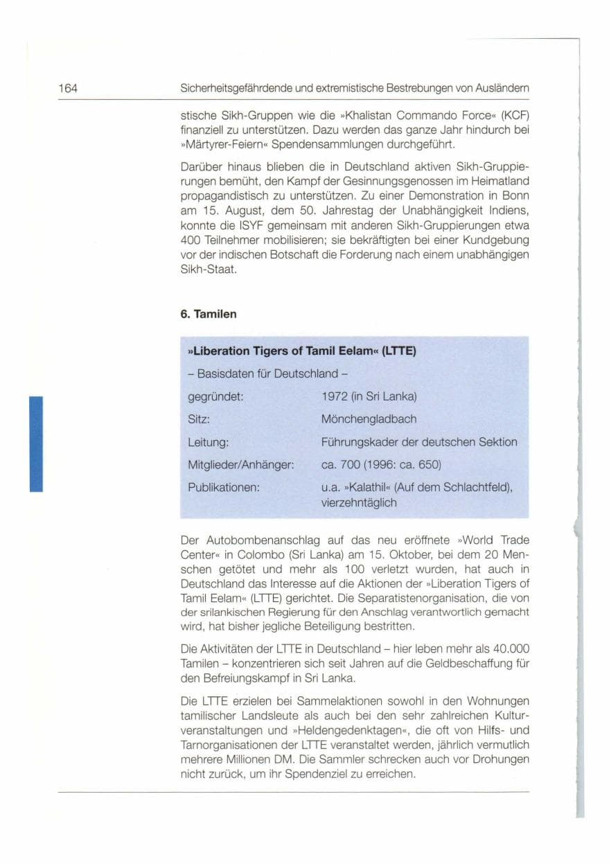Seite 165 des Verfassungsschutzbericht 1997 Bund