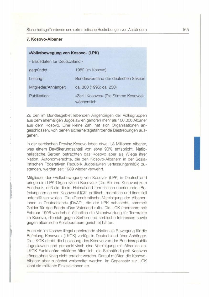 Seite 166 des Verfassungsschutzbericht 1997 Bund