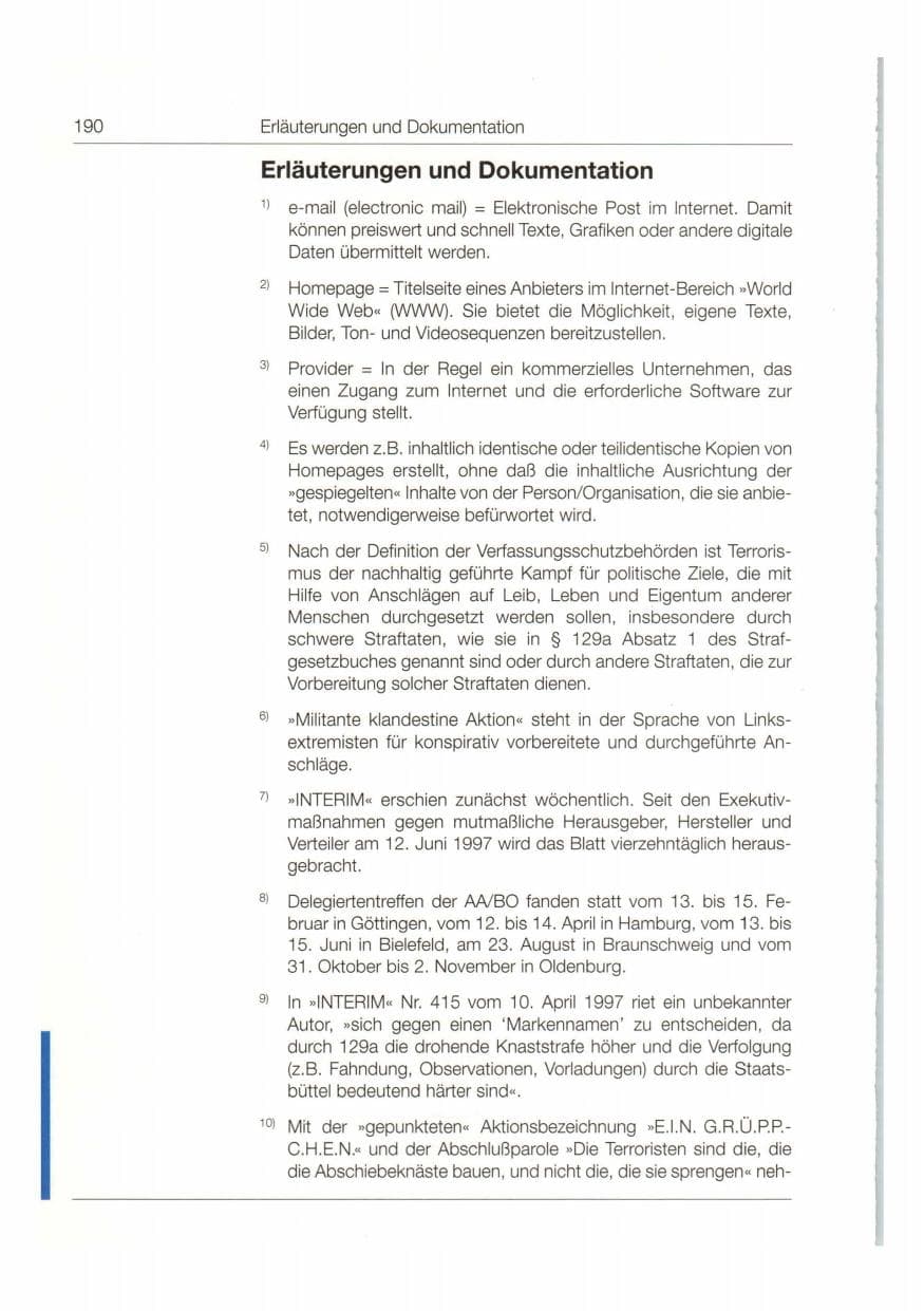 Seite 191 des Verfassungsschutzbericht 1997 Bund