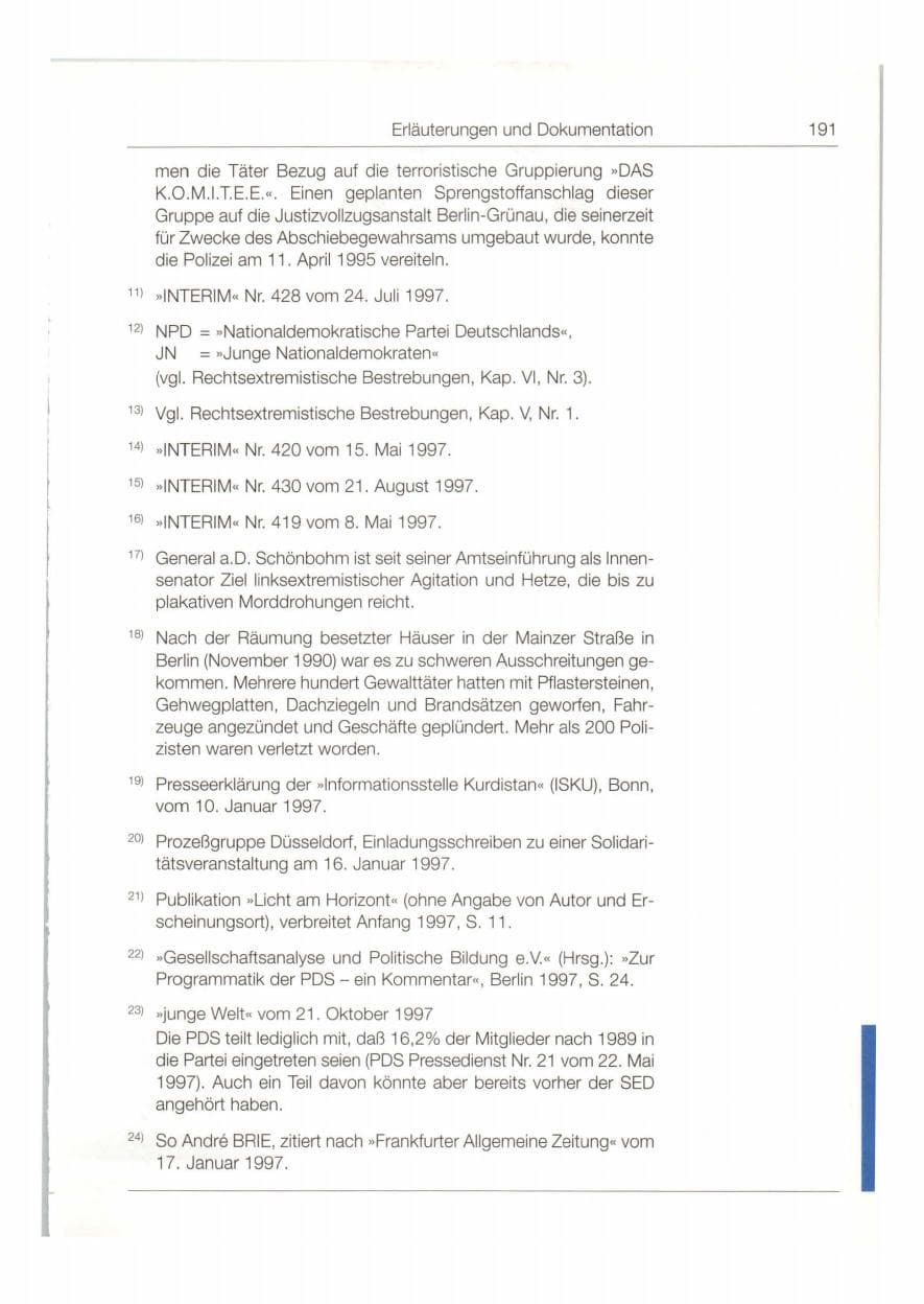 Seite 192 des Verfassungsschutzbericht 1997 Bund