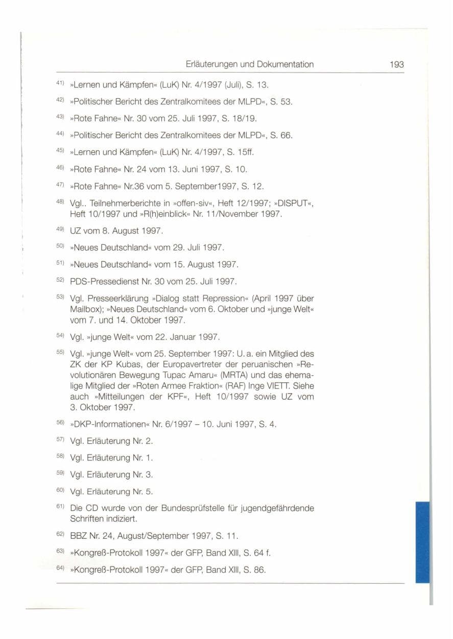 Seite 194 des Verfassungsschutzbericht 1997 Bund