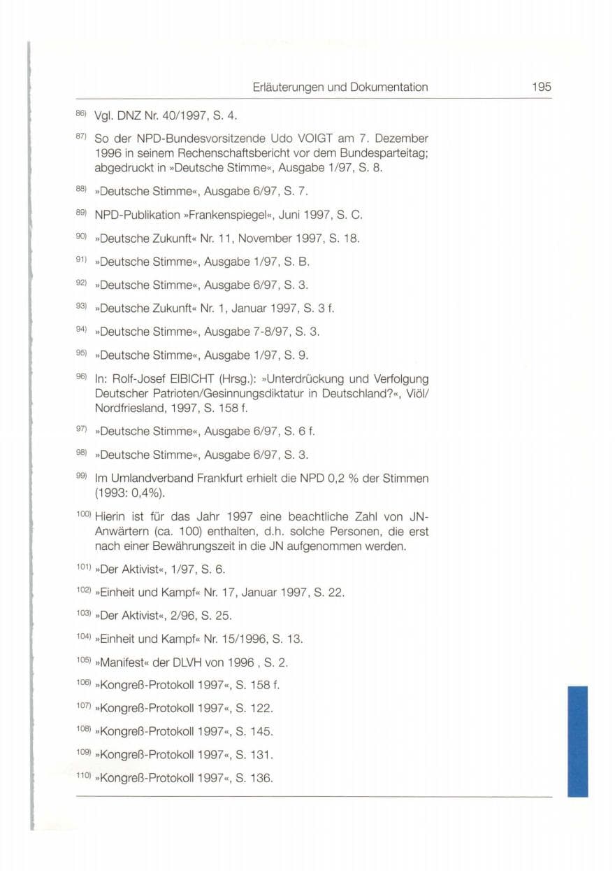 Seite 196 des Verfassungsschutzbericht 1997 Bund