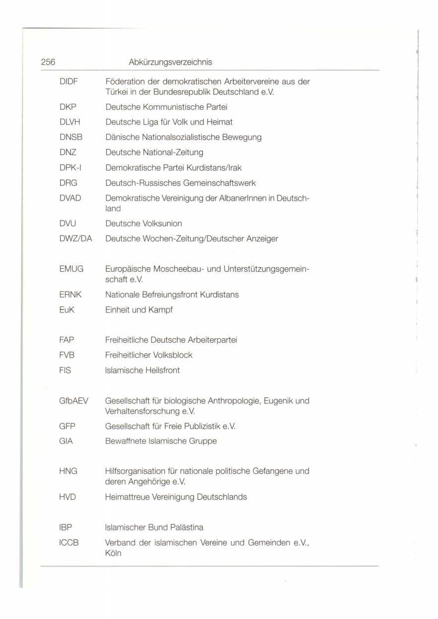Seite 257 des Verfassungsschutzbericht 1997 Bund