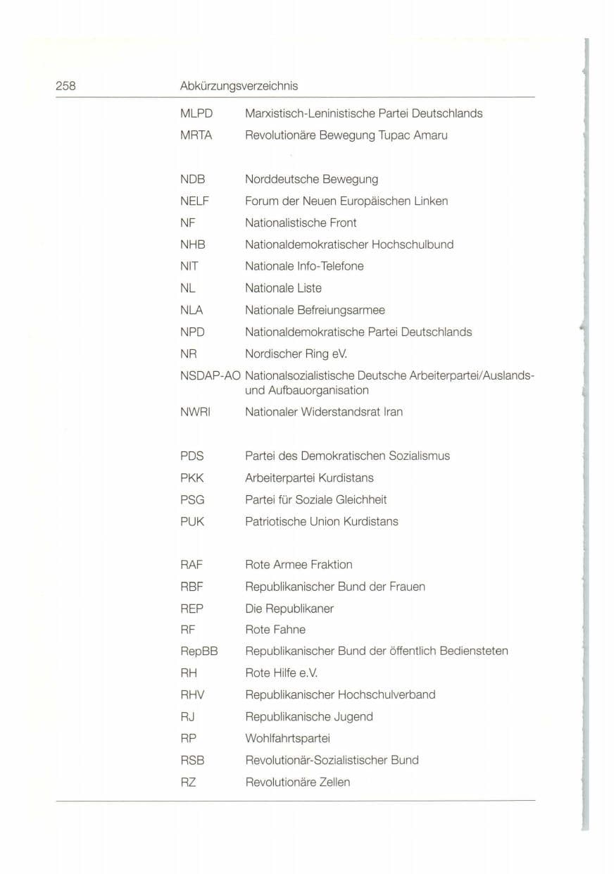Seite 259 des Verfassungsschutzbericht 1997 Bund