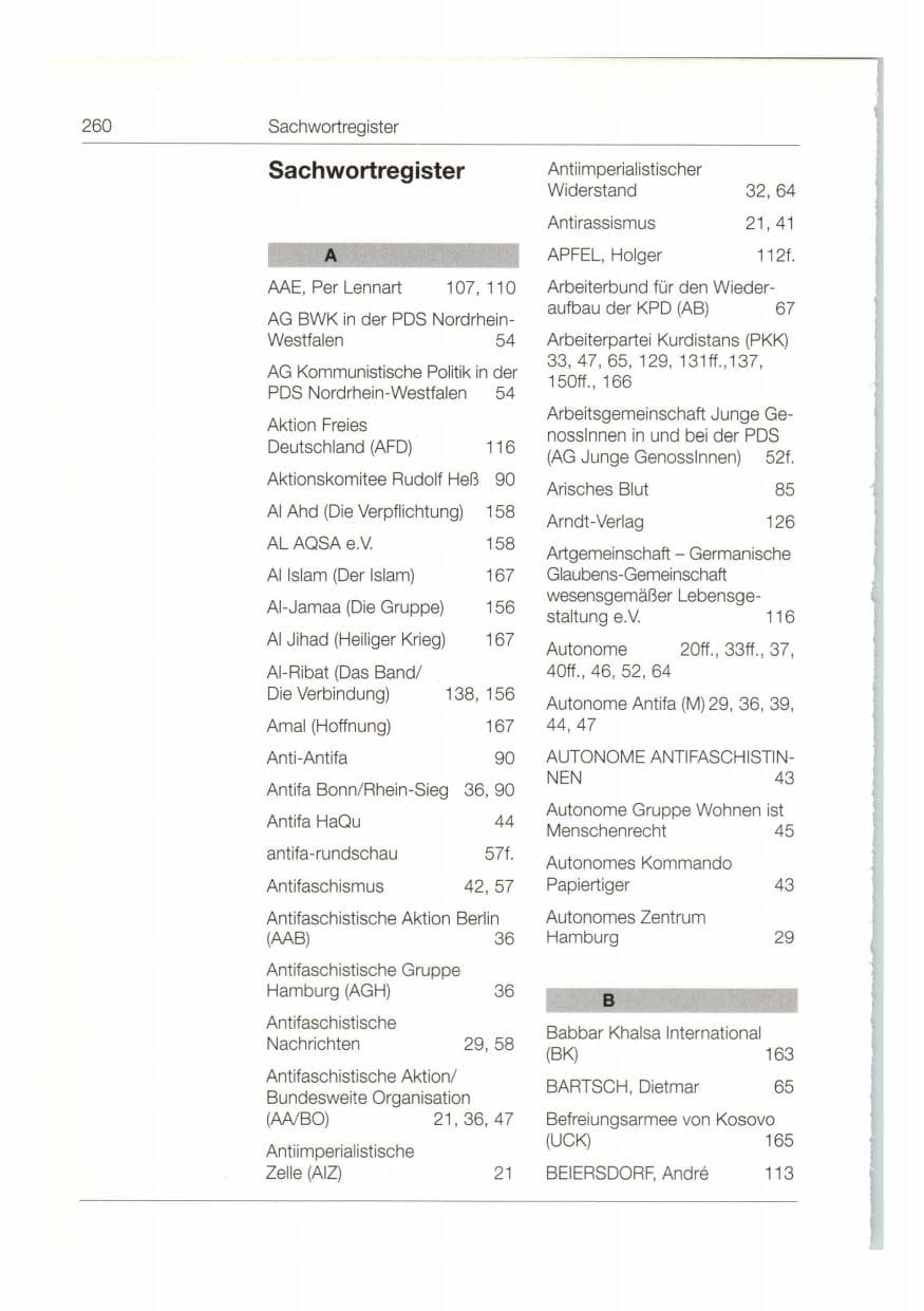 Seite 261 des Verfassungsschutzbericht 1997 Bund