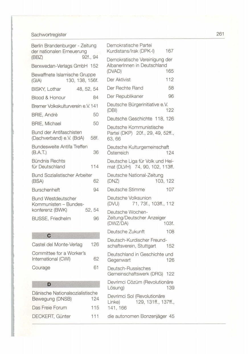 Seite 262 des Verfassungsschutzbericht 1997 Bund