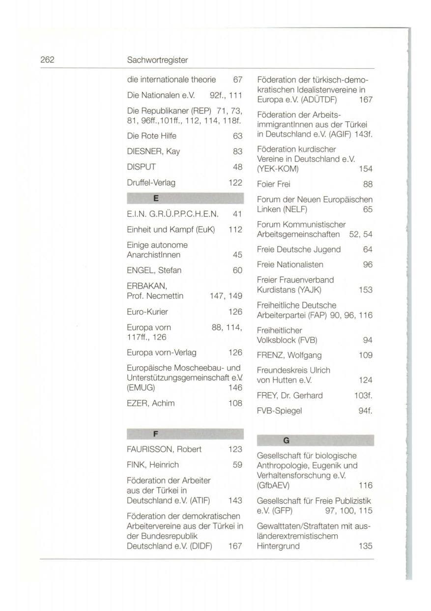 Seite 263 des Verfassungsschutzbericht 1997 Bund