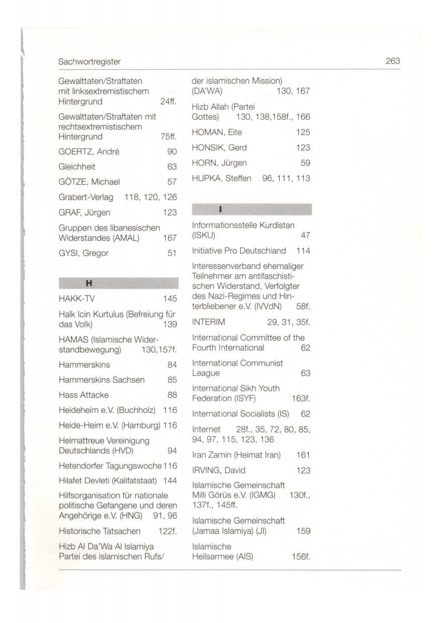 Seite 264 des Verfassungsschutzbericht 1997 Bund