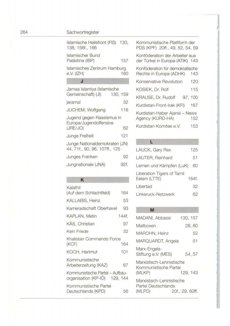 Seite 265 des Verfassungsschutzbericht 1997 Bund