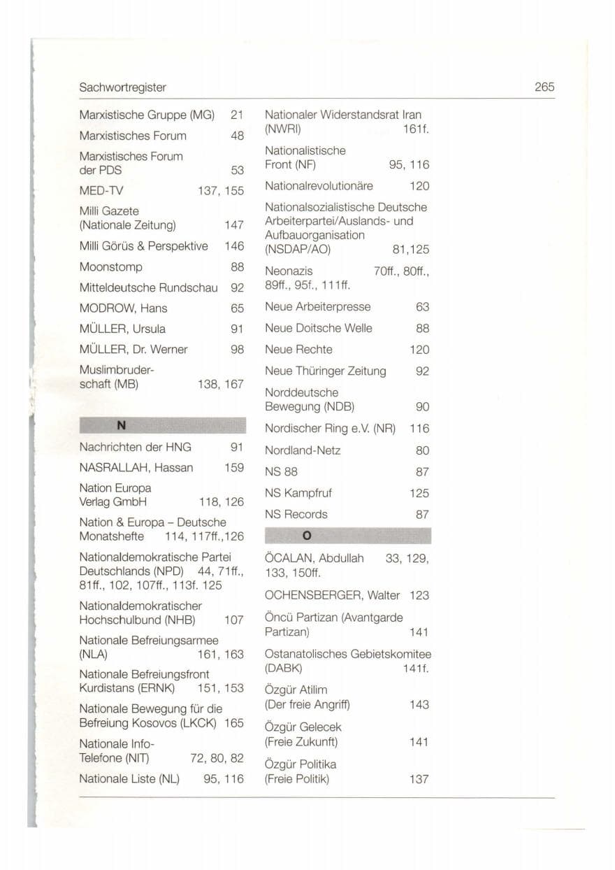 Seite 266 des Verfassungsschutzbericht 1997 Bund