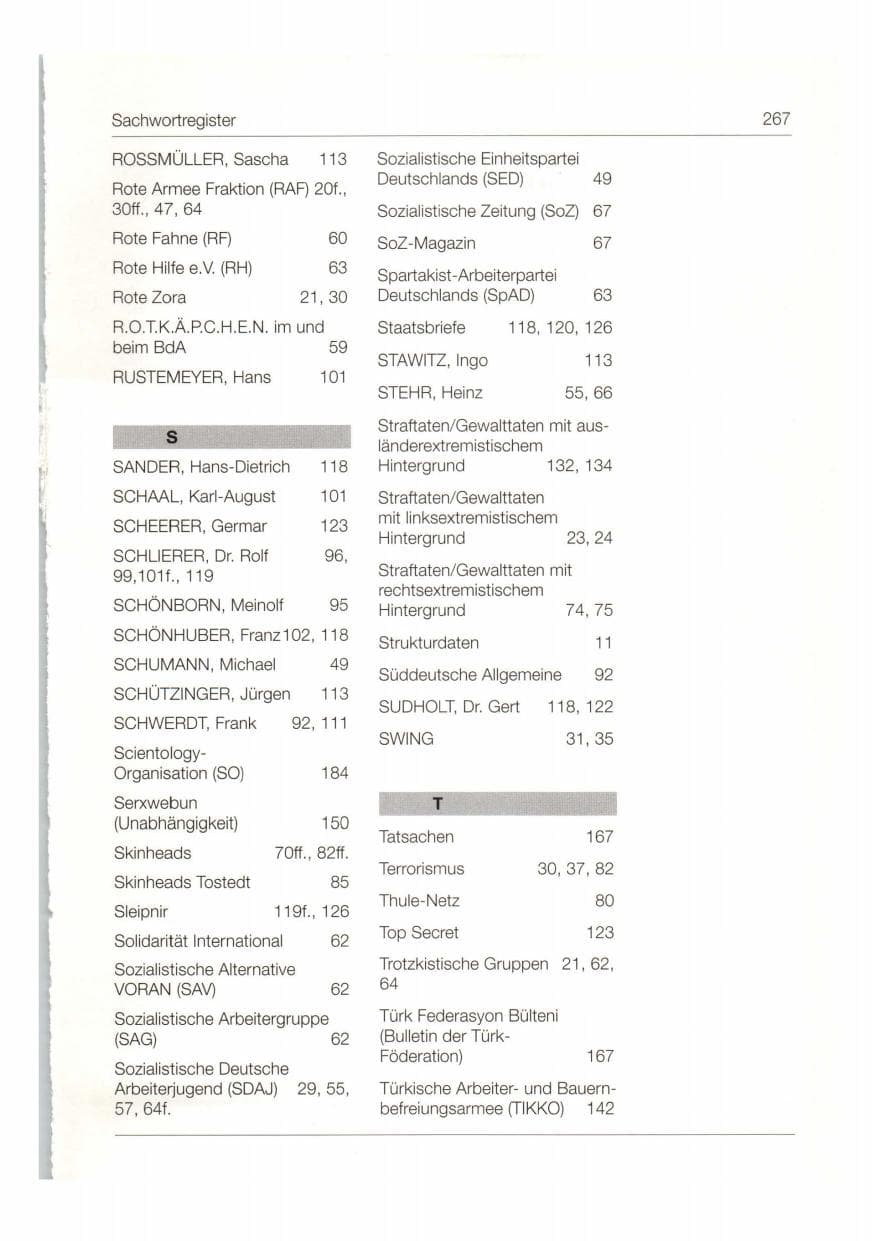 Seite 268 des Verfassungsschutzbericht 1997 Bund