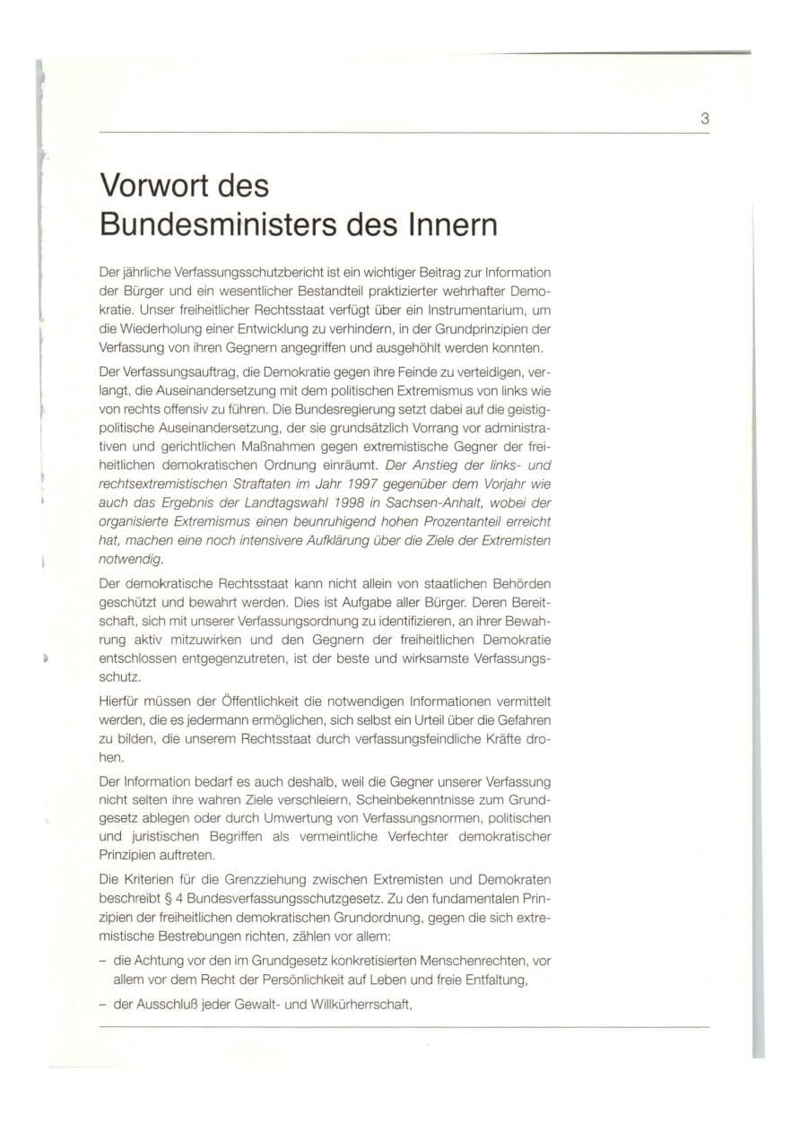 Seite 4 des Verfassungsschutzbericht 1997 Bund