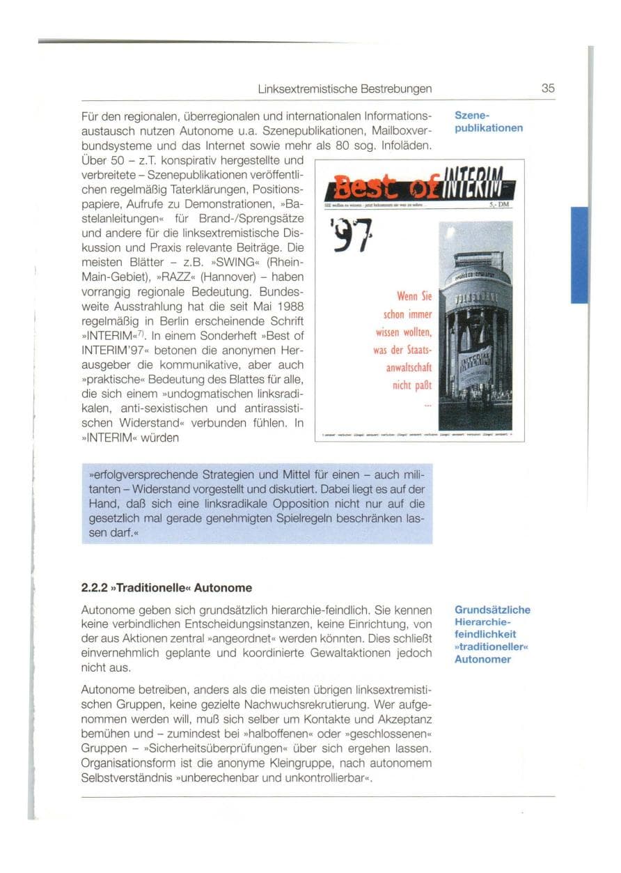 Seite 36 des Verfassungsschutzbericht 1997 Bund