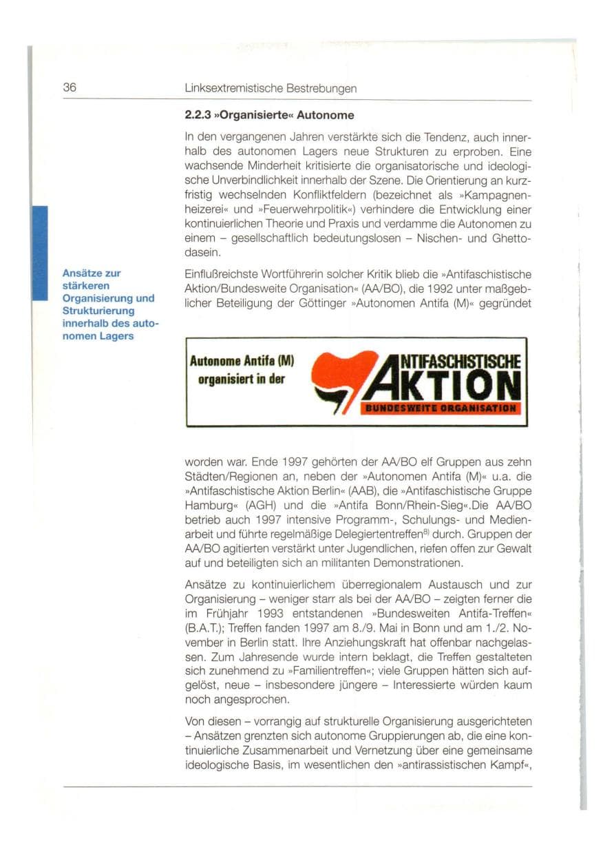 Seite 37 des Verfassungsschutzbericht 1997 Bund