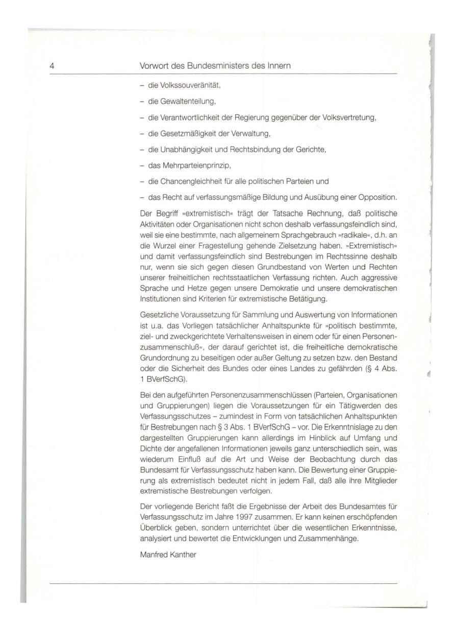 Seite 5 des Verfassungsschutzbericht 1997 Bund