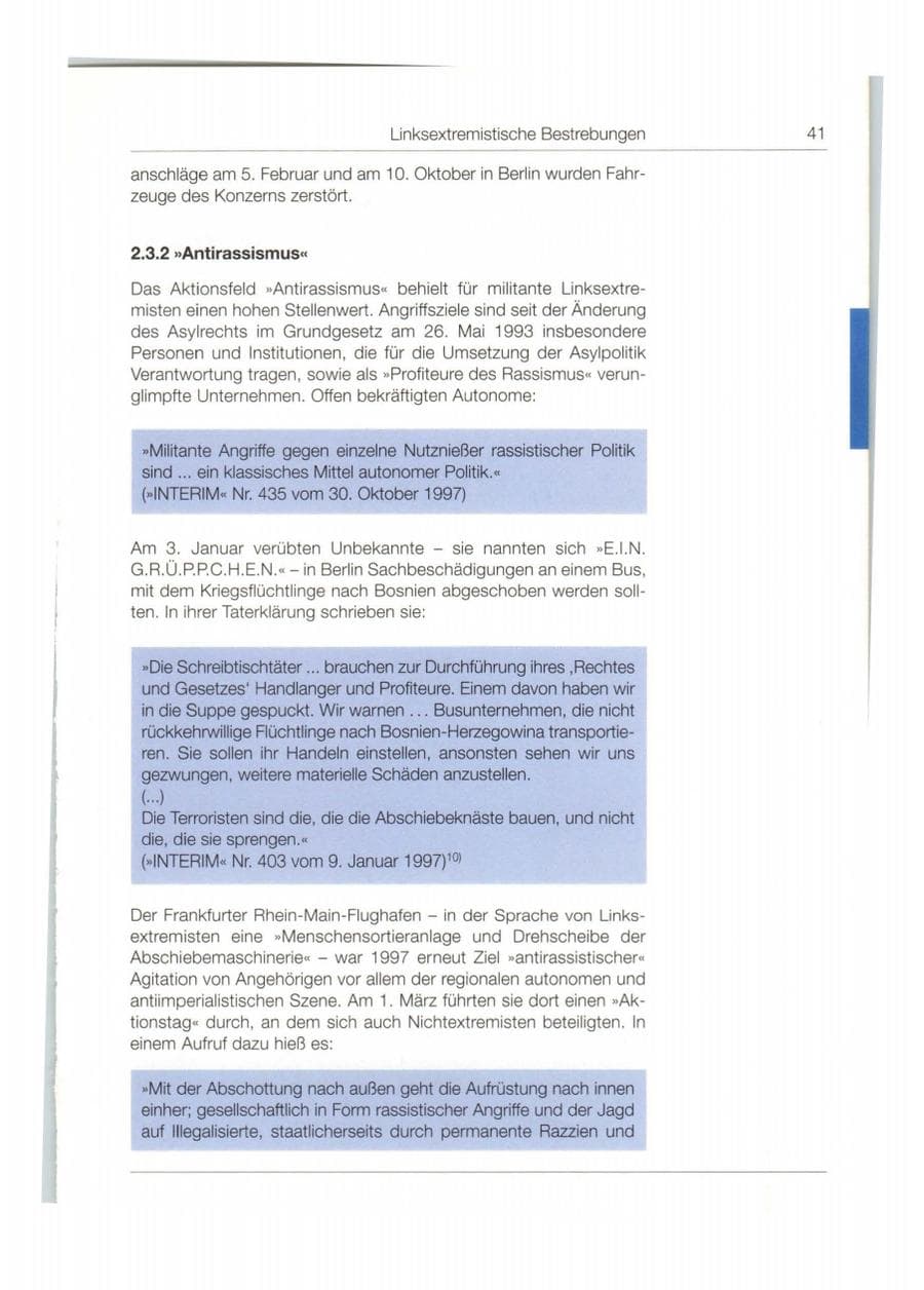 Seite 42 des Verfassungsschutzbericht 1997 Bund