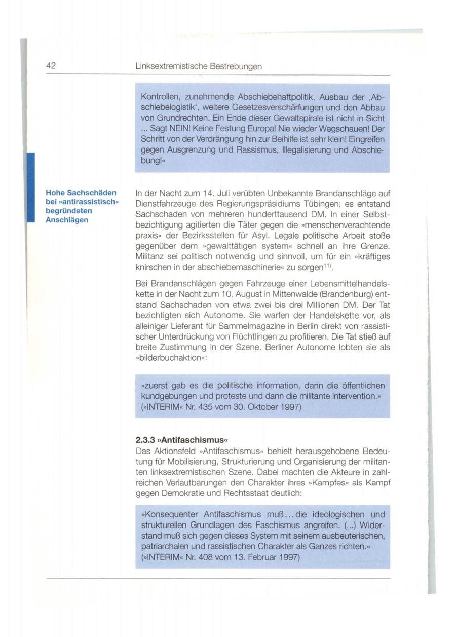Seite 43 des Verfassungsschutzbericht 1997 Bund
