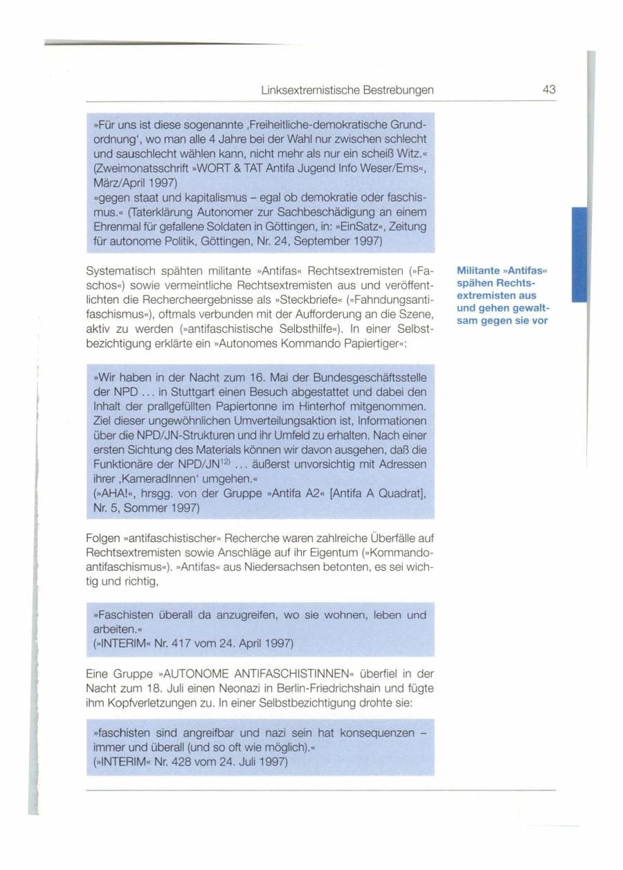 Seite 44 des Verfassungsschutzbericht 1997 Bund