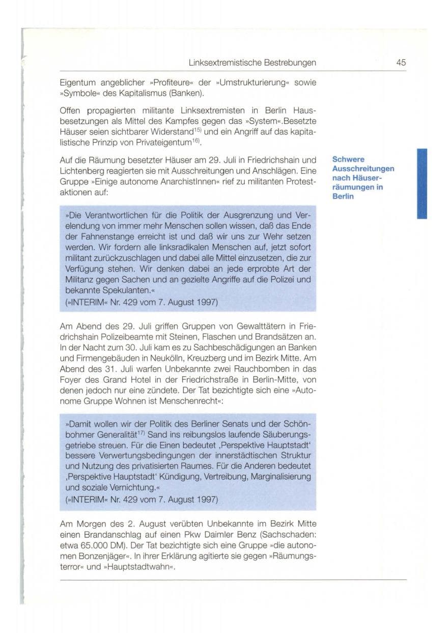 Seite 46 des Verfassungsschutzbericht 1997 Bund
