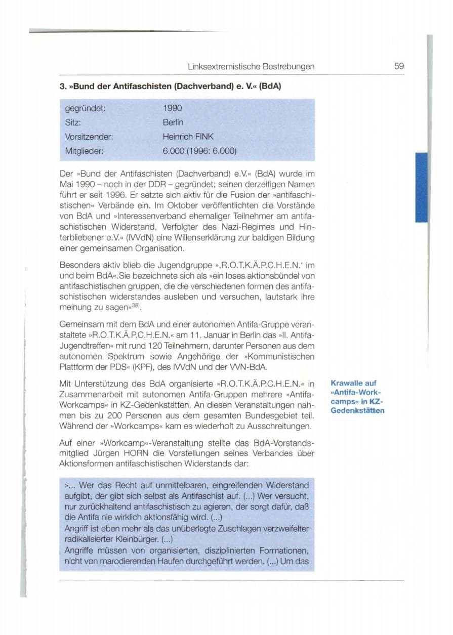 Seite 60 des Verfassungsschutzbericht 1997 Bund