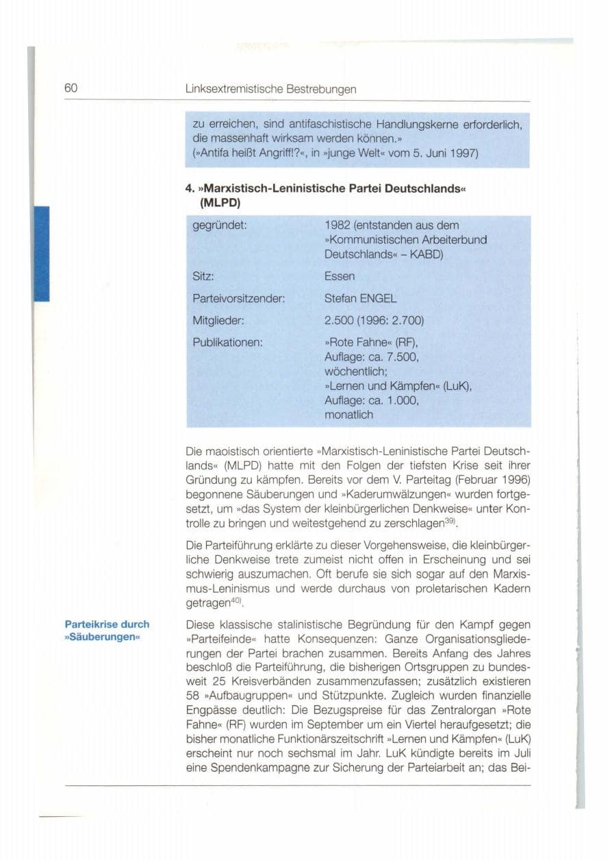 Seite 61 des Verfassungsschutzbericht 1997 Bund