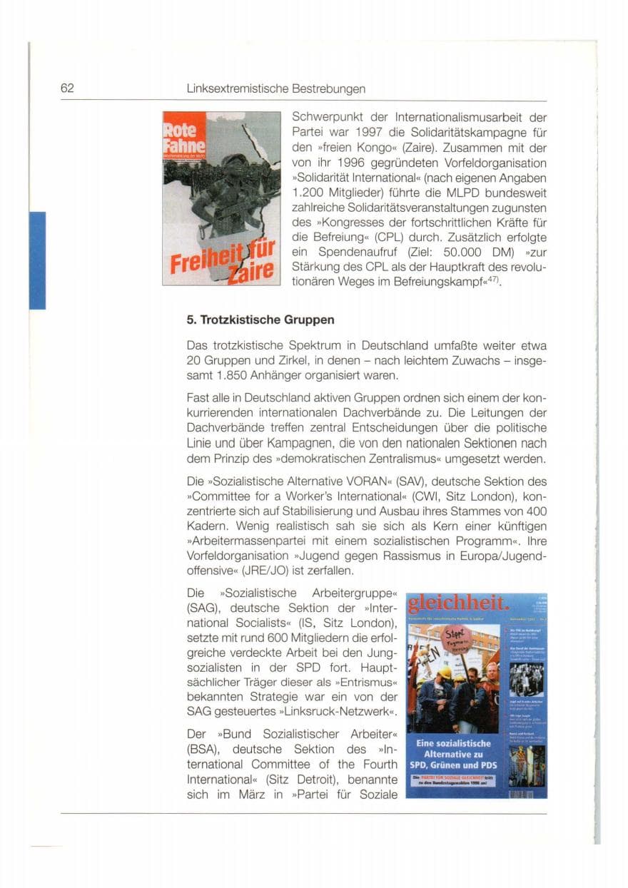 Seite 63 des Verfassungsschutzbericht 1997 Bund