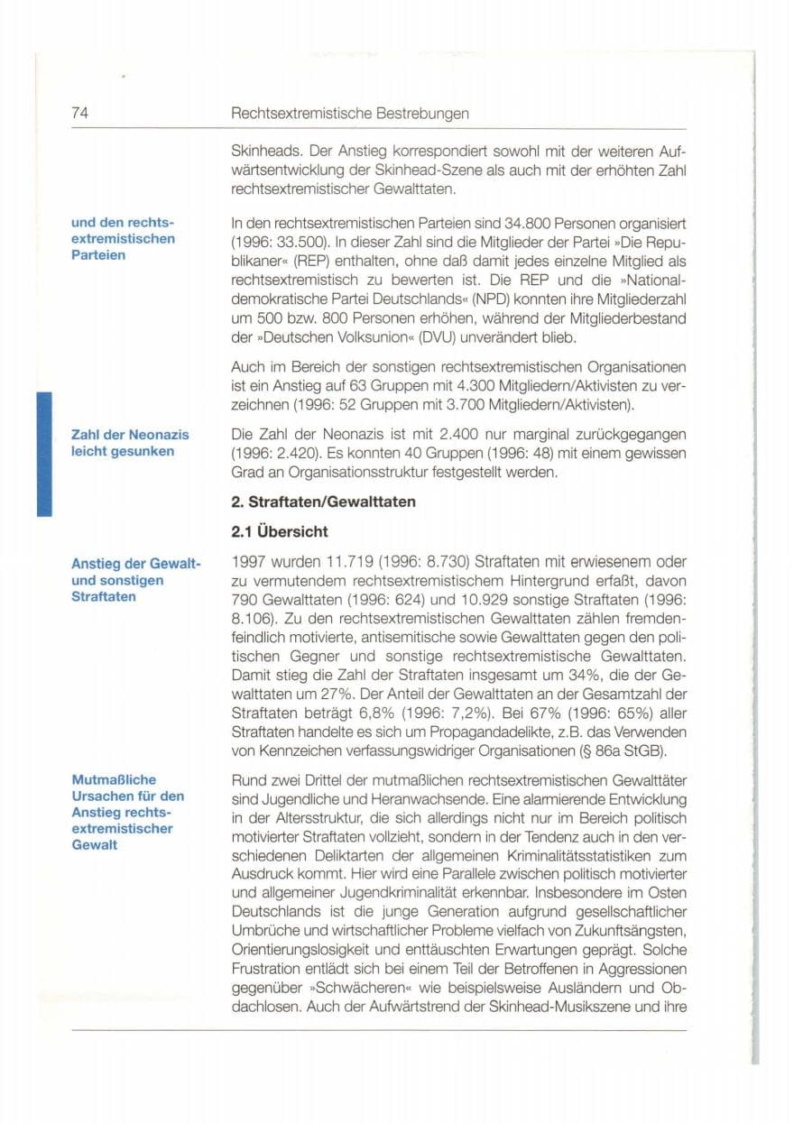 Seite 75 des Verfassungsschutzbericht 1997 Bund