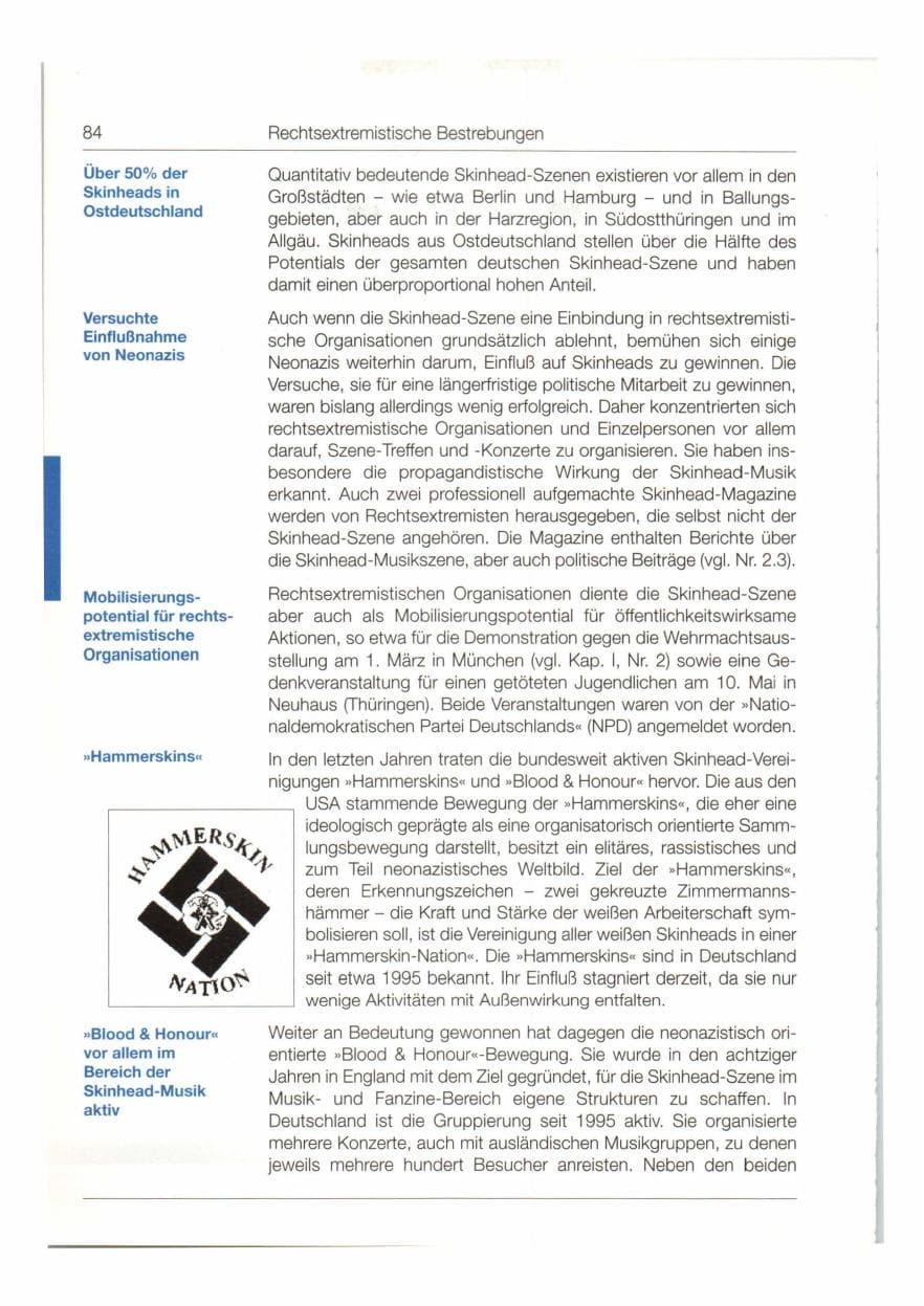 Seite 85 des Verfassungsschutzbericht 1997 Bund