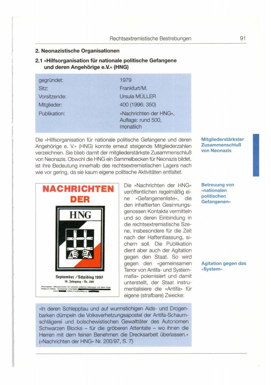 Seite 92 des Verfassungsschutzbericht 1997 Bund