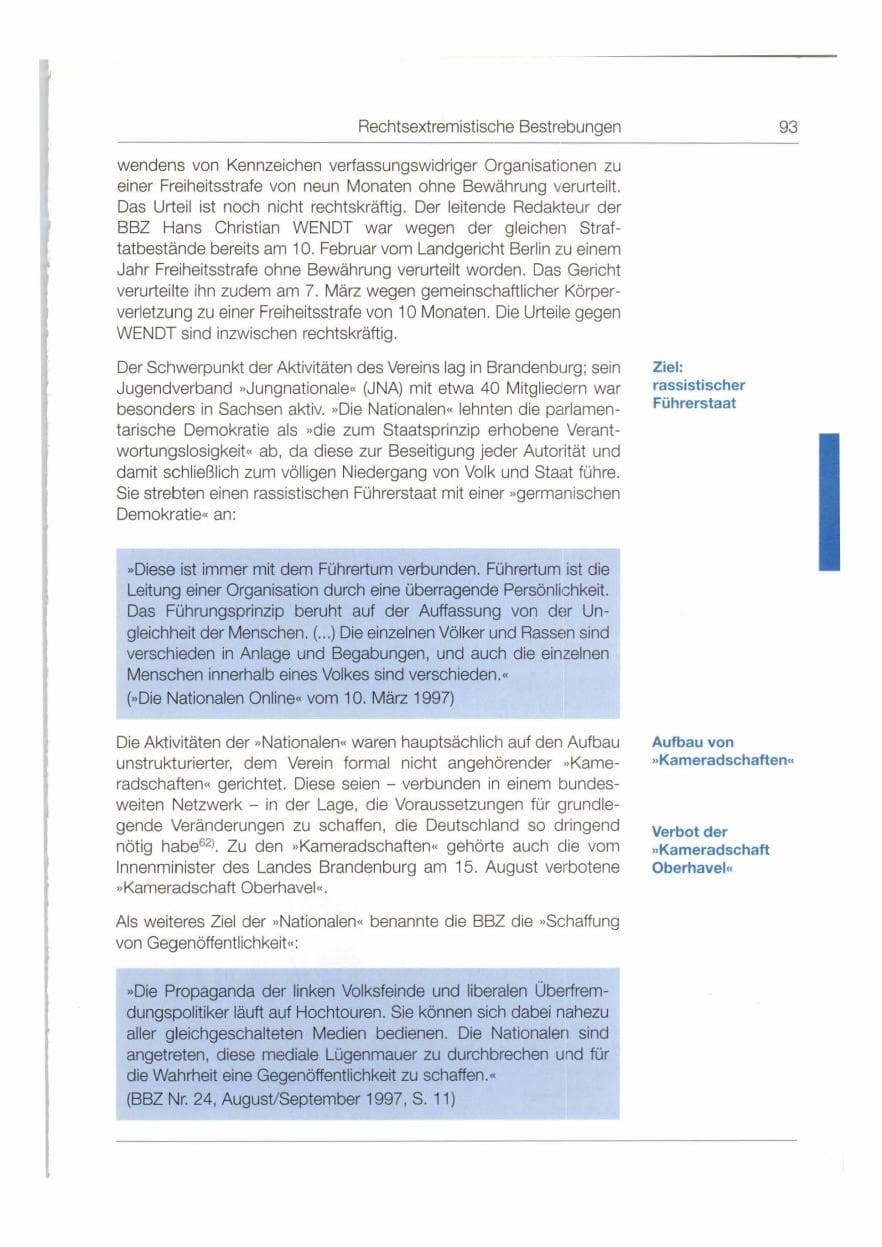 Seite 94 des Verfassungsschutzbericht 1997 Bund