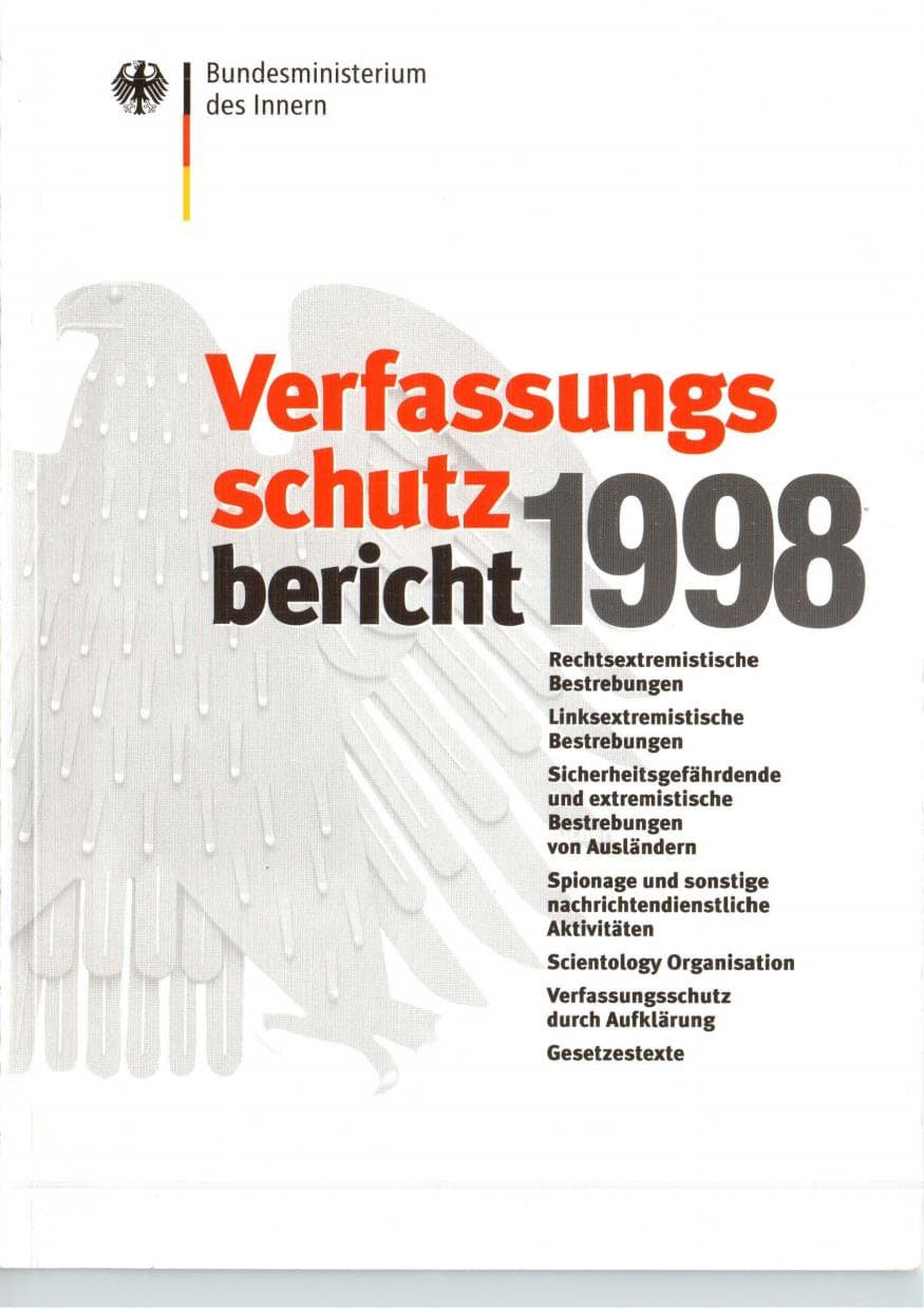 Seite 1 des Verfassungsschutzbericht 1998 Bund