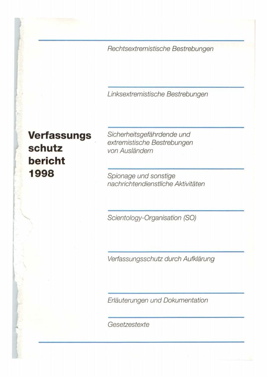 Seite 2 des Verfassungsschutzbericht 1998 Bund
