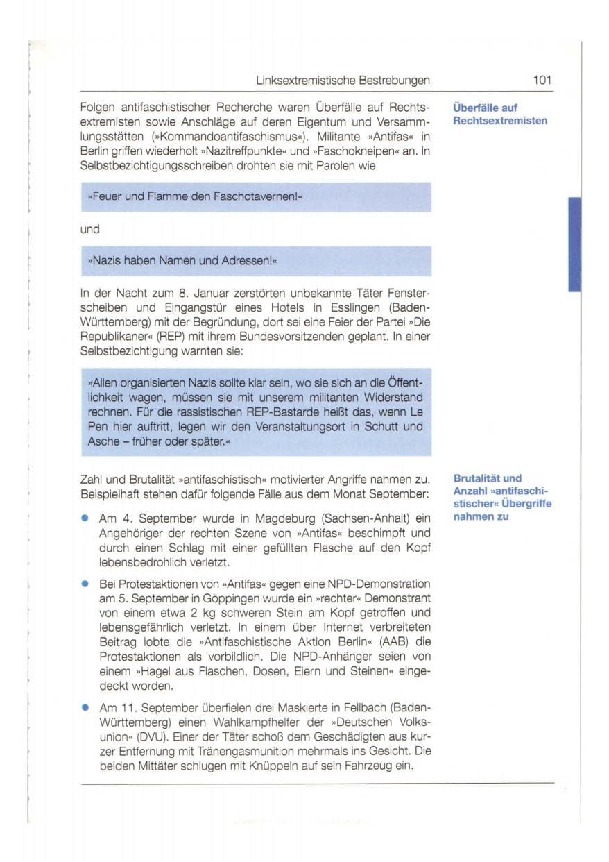 Seite 102 des Verfassungsschutzbericht 1998 Bund