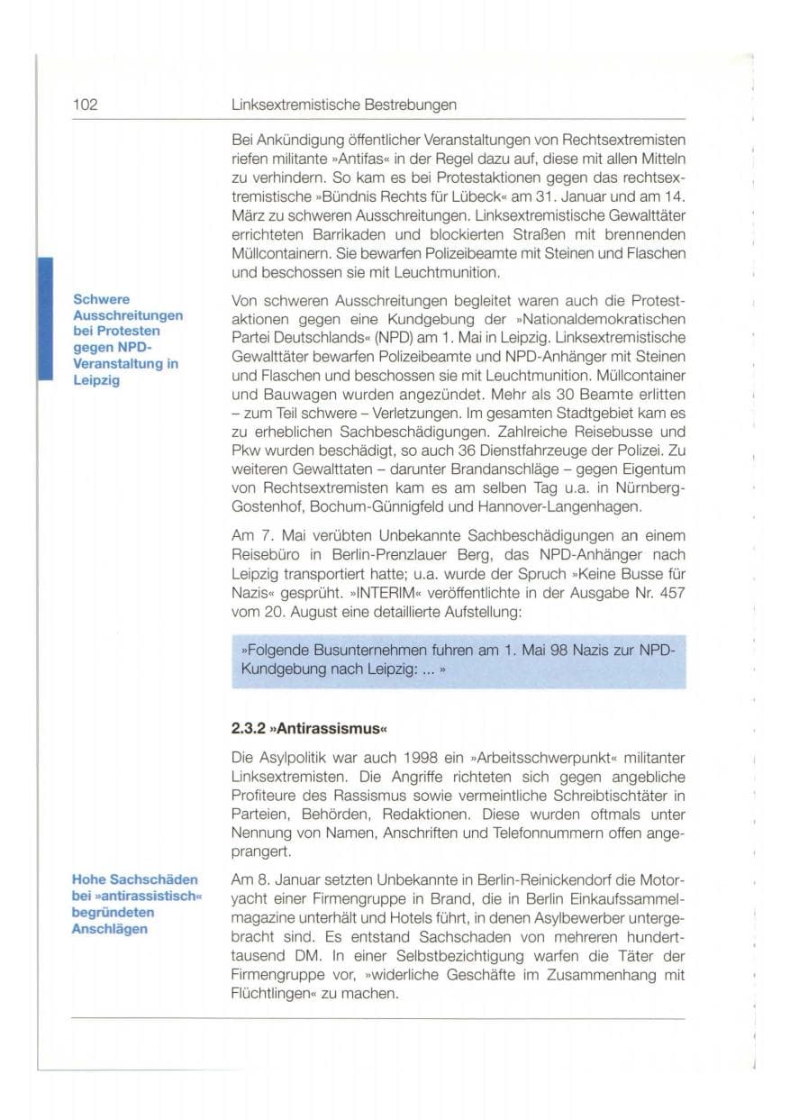 Seite 103 des Verfassungsschutzbericht 1998 Bund