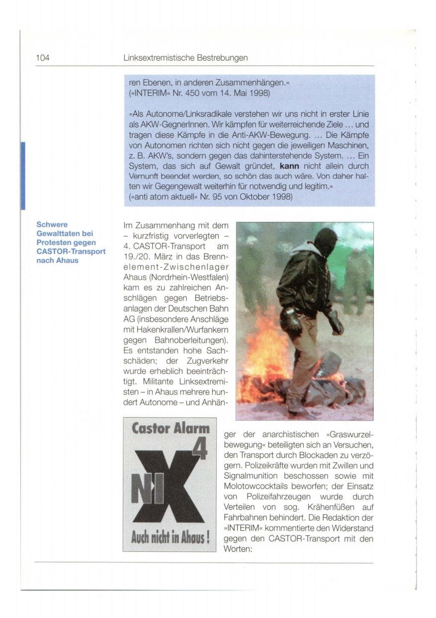 Seite 105 des Verfassungsschutzbericht 1998 Bund
