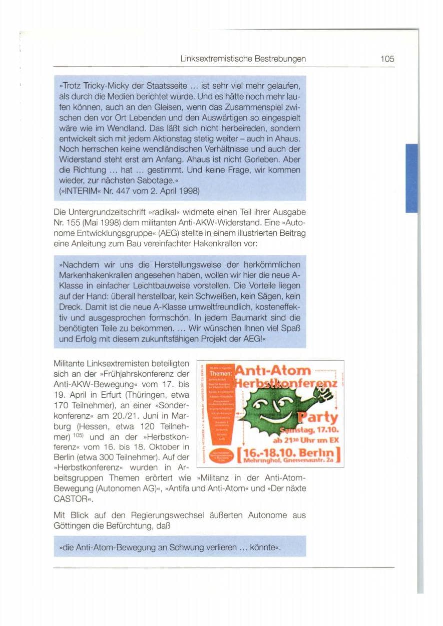 Seite 106 des Verfassungsschutzbericht 1998 Bund