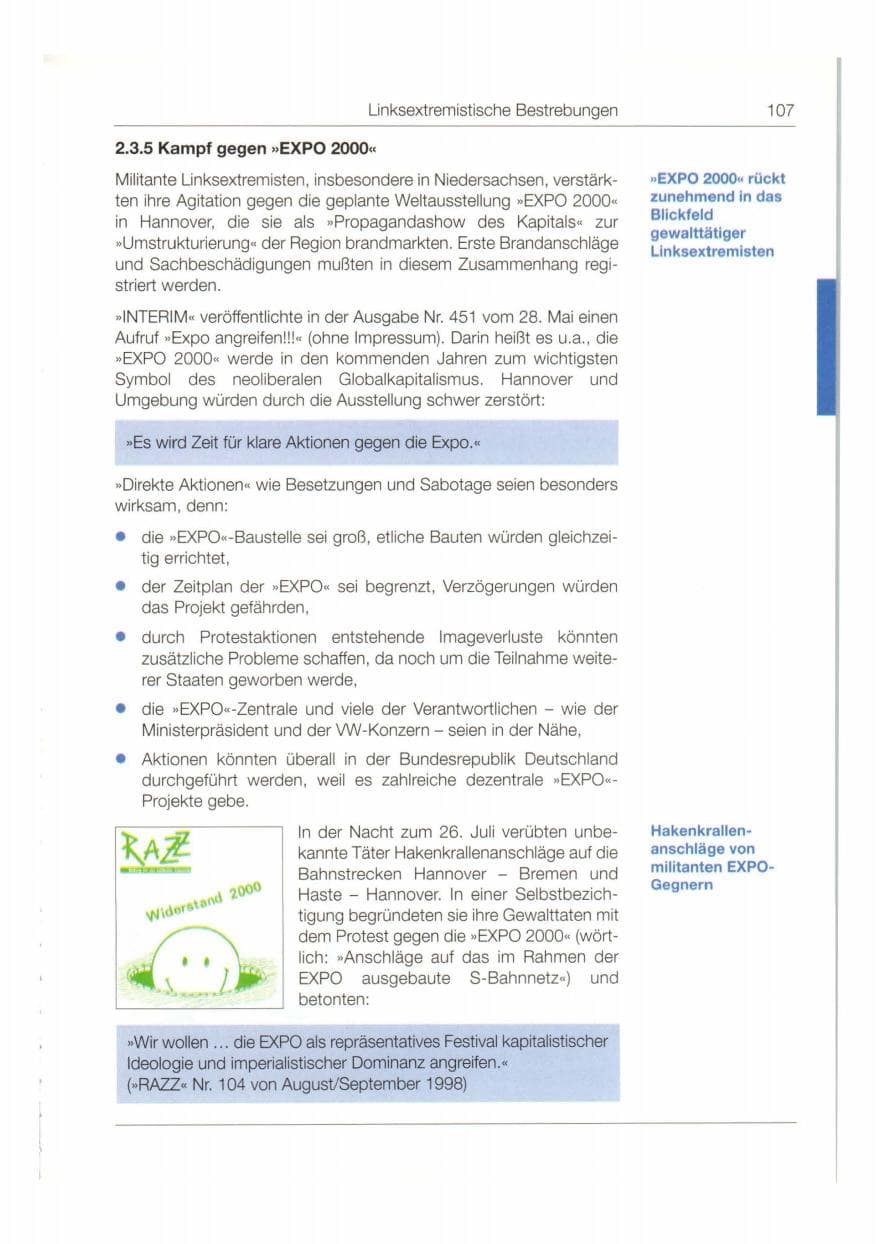 Seite 108 des Verfassungsschutzbericht 1998 Bund