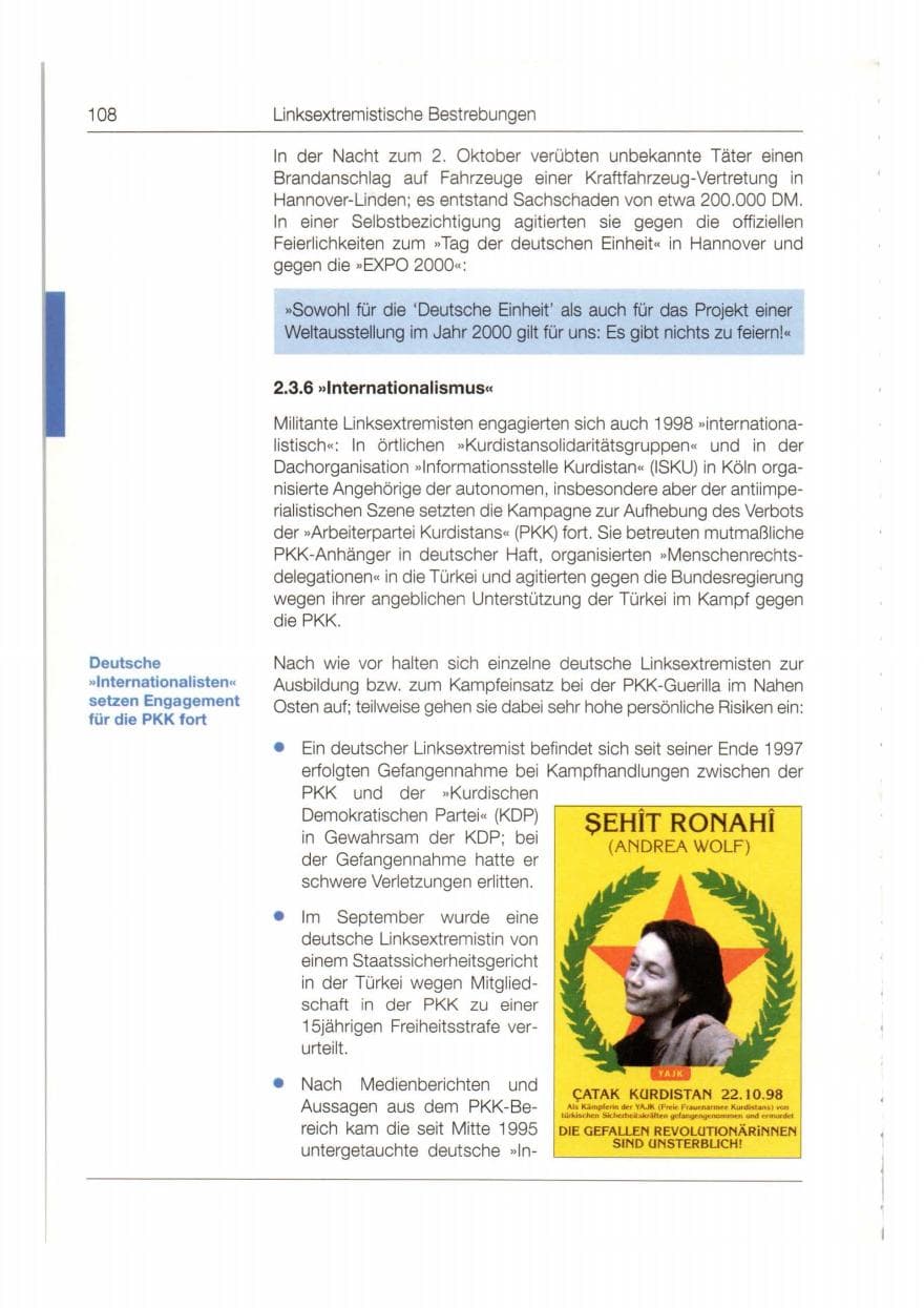 Seite 109 des Verfassungsschutzbericht 1998 Bund